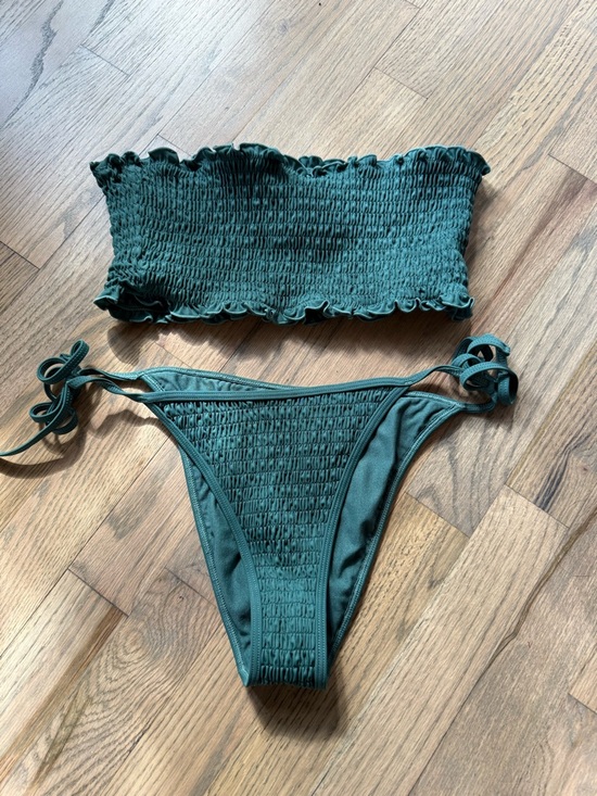 PacSun Other - PacSun Dark Green Smocked Bandeau Bikini Set